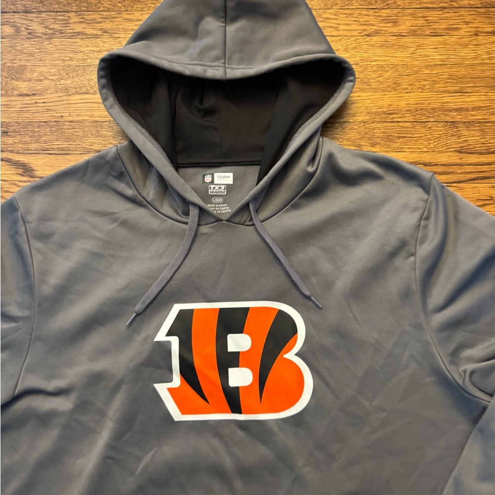 #529 CINCINNATI BENGALS NFL (TX-3 WARM) Gray  Hoodie with BENGALS LOGO on front - Picture 4 of 12